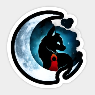 Red Wolf Moon Sticker